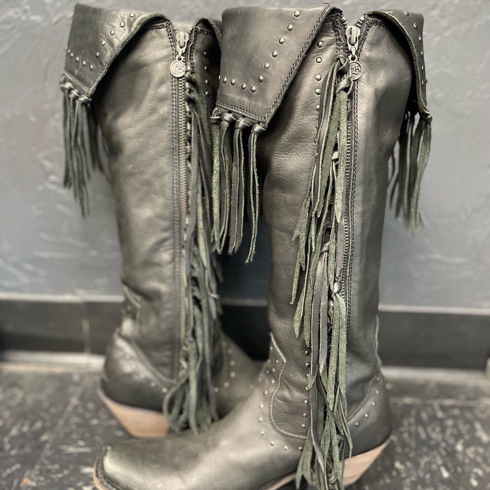 Ladies Liberty Black fringe boots
